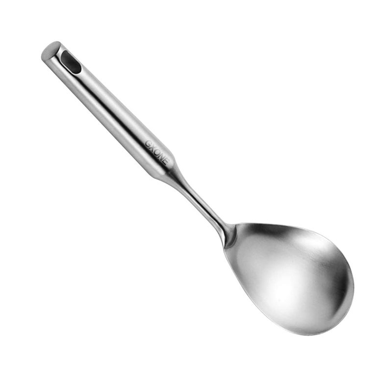 GXONE Skimmer Slotted Spoon,304 Stainless Steel Slotted Spoon, Handle Mesh Food Strainer Stainless Steel Colander with Hollow Handle Heat Resistant Cooking Tool,Silver/15.1Inch - Image 1